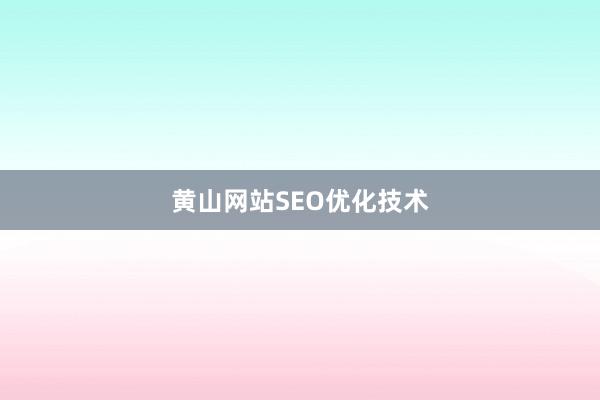 黄山网站SEO优化技术