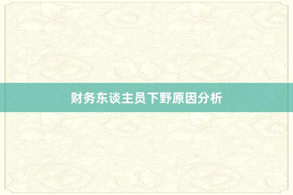 财务东谈主员下野原因分析